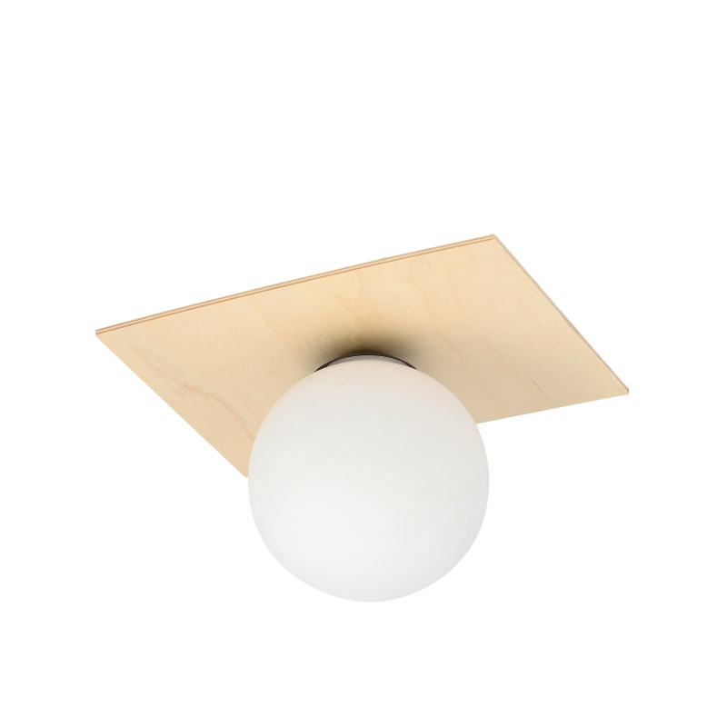 Plafonnier Design Kenzo Métal / Contreplaqué / Verre une Lampe Boule Beige Style Minimaliste 