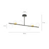 Plafonnier Design Floki Métal 6 lampes Déportées Noires et Dorées Style Minimaliste 