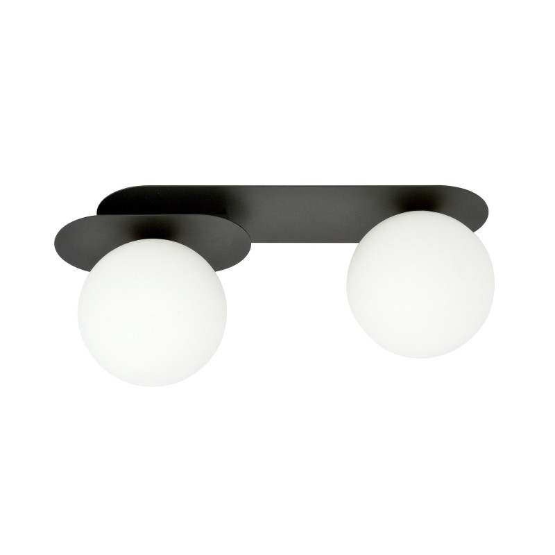 Plafonnier Design Plaza Métal 2 lampes Boules Blanches Style Minimaliste 