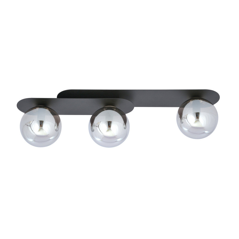 Plafonnier Design Plaza Métal 3 lampes Boules Argentées Style Minimaliste 