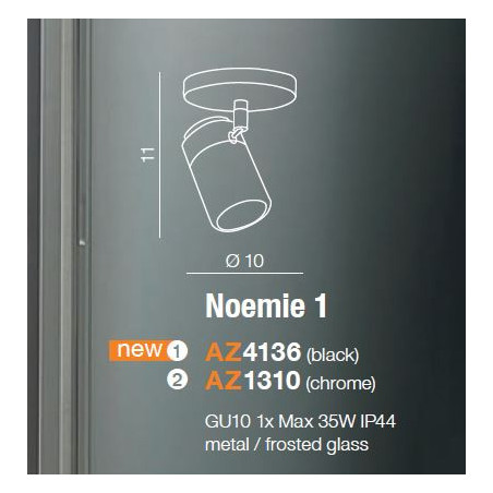 Applique & plafonnier NOEMIE 1 GU10 IP44 - noir 