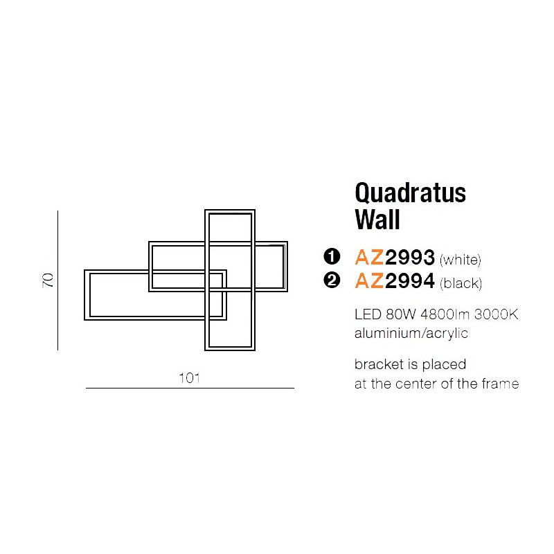 Applique / plafonnier Loft QUADRATUS Wall LED 80W 3000K DIMM - noir 
