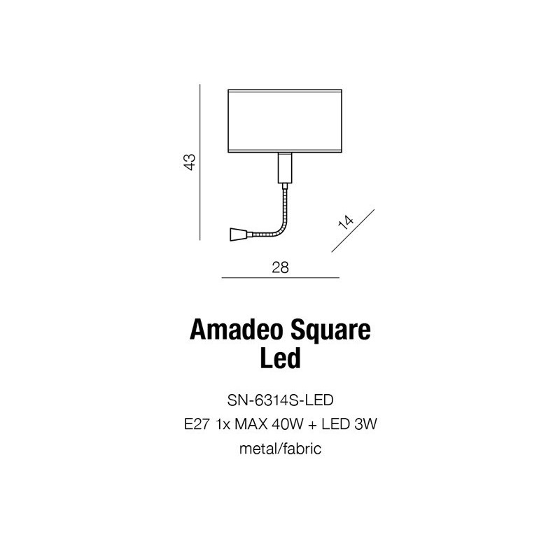 Applique AMADEO Carré LED 3W + E27 - blanc / chrome 