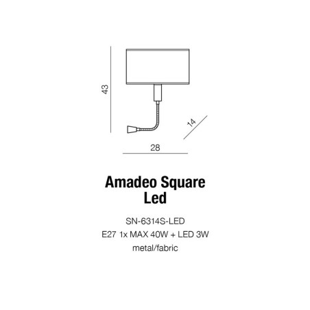 Applique AMADEO Carré LED 3W + E27 - blanc / chrome 