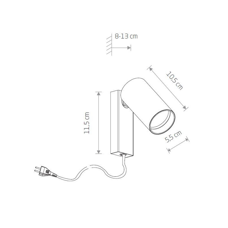 Applique avec câble MONO GU10 - blanc / laiton 