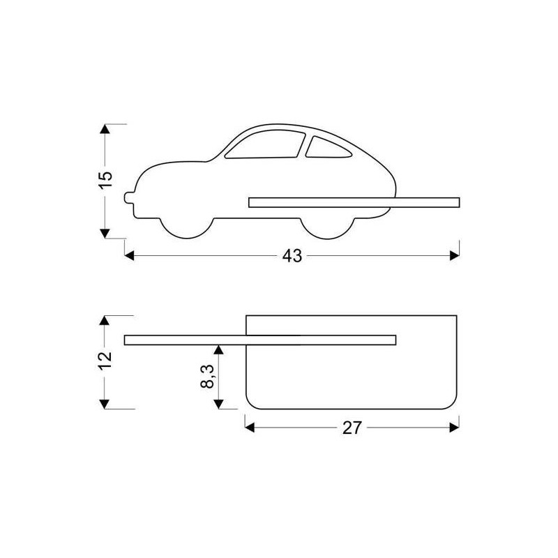 Applique avec étagère KIDS CAR 5W 4000K - vert 