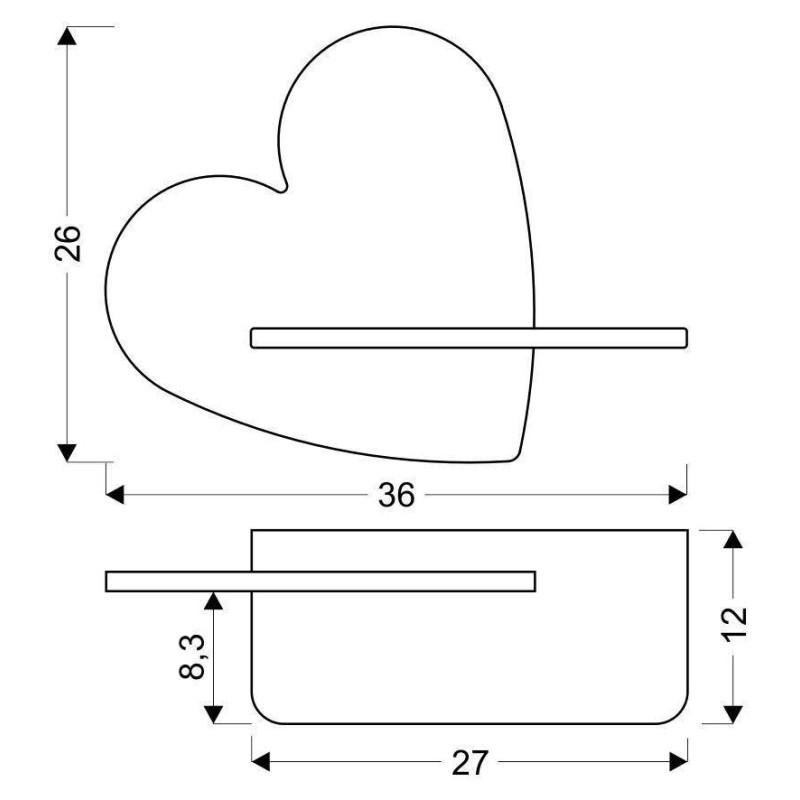 Applique avec étagère KIDS HEART LED 5W câble 4000K - rose 