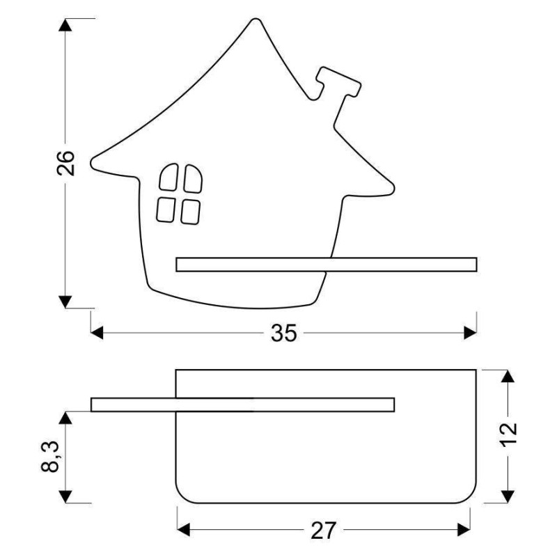 Applique avec étagère KIDS HOUSE LED 5W 4000K câble - gris 