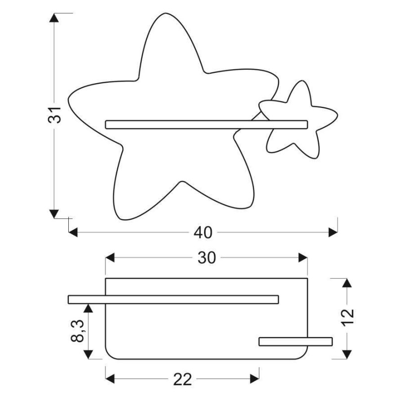 Applique avec étagère KIDS STAR LED 5W 4000K - jaune 