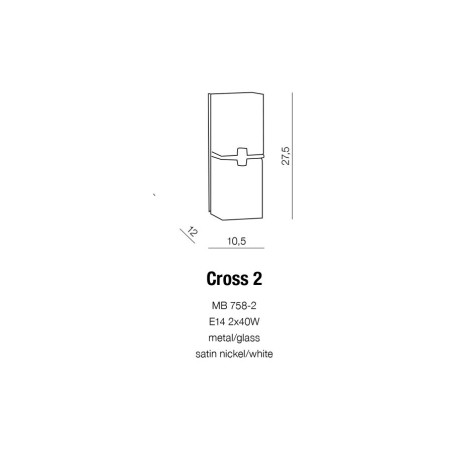 Applique CROSS 2 2xE14 aluminium 