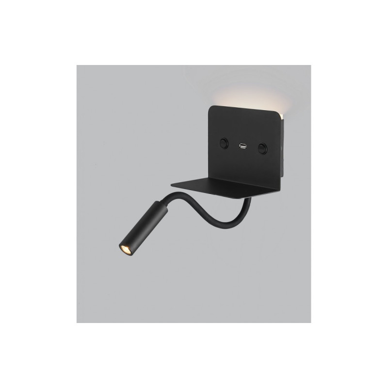 Applique étagère + USB VERA LED 6W + 3W 3000K - noir 