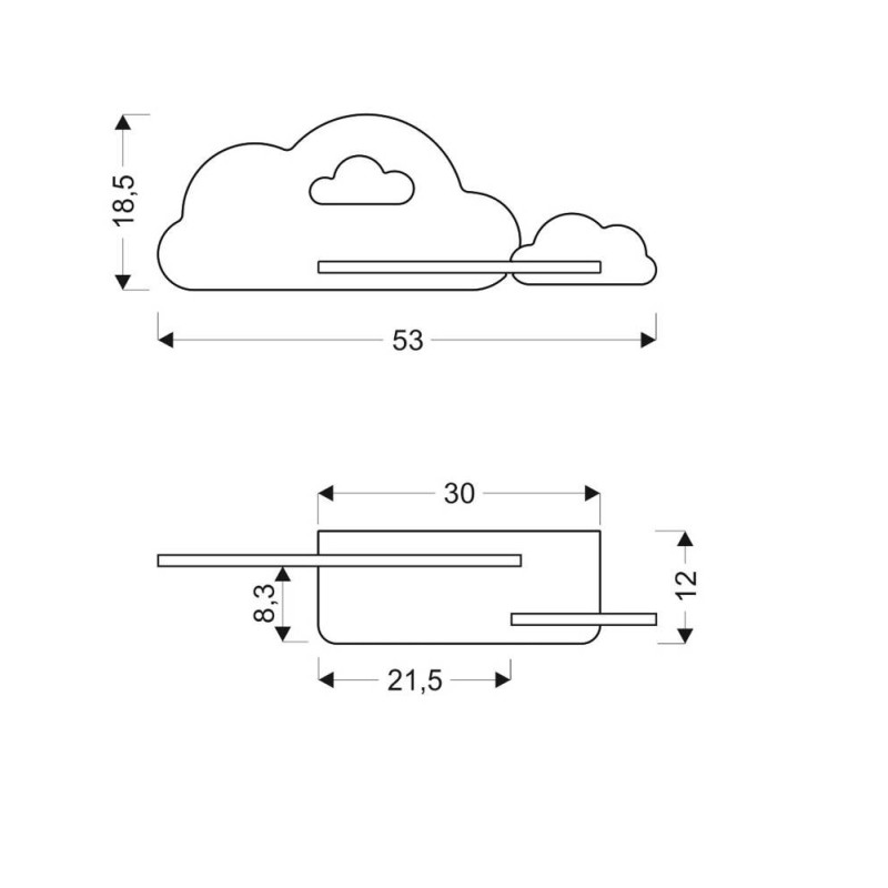 Applique murale avec étagère CLOUD 5W 4000K - bleu 