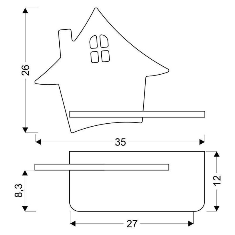 Applique murale avec étagère KIDS HOUSE LED 5W 4000K - noir 