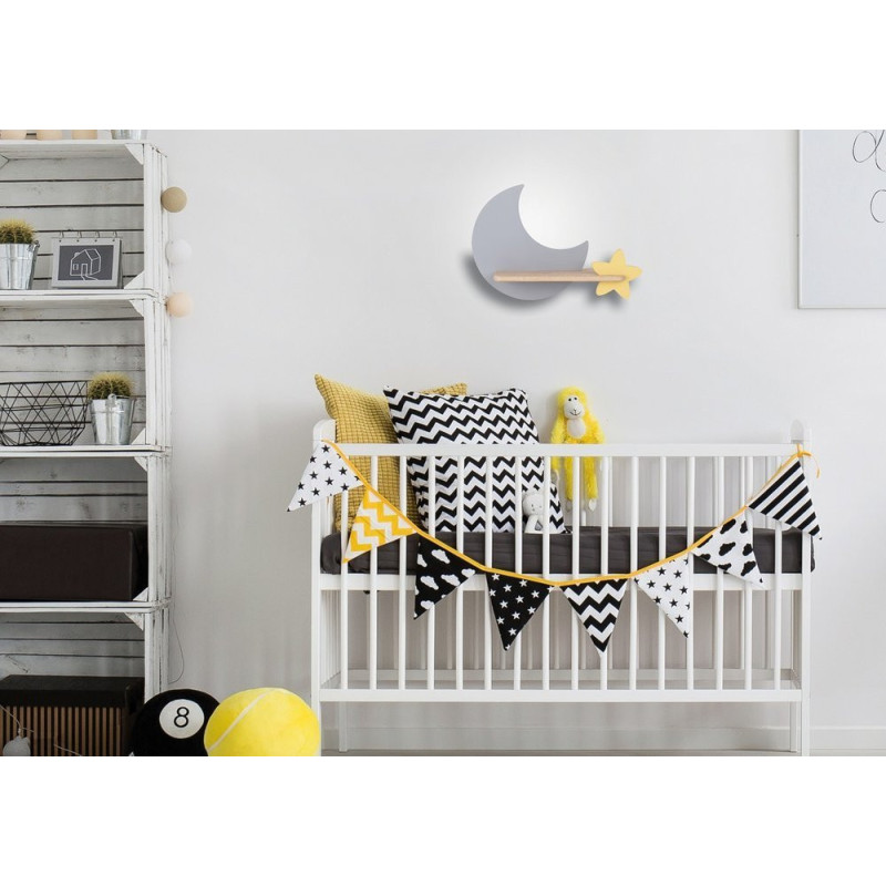 Applique murale avec étagère KIDS MOON LED 5W 4000K - gris 