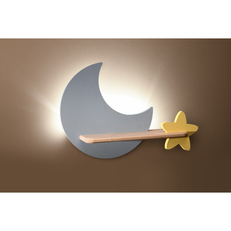 Applique murale avec étagère KIDS MOON LED 5W 4000K - gris 