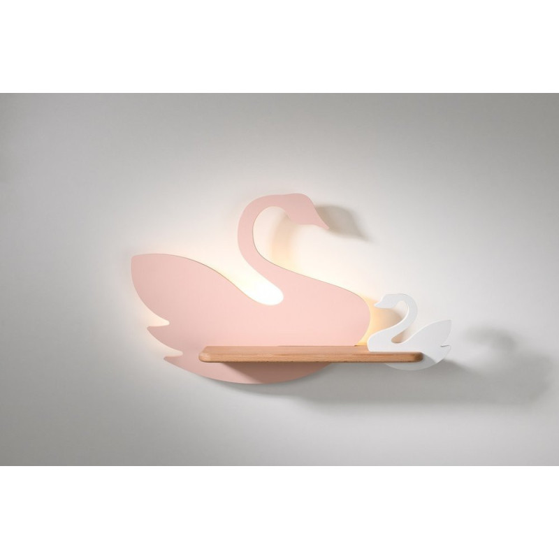 Applique murale avec étagère KIDS SWAN LED 5W 4000K - rose 