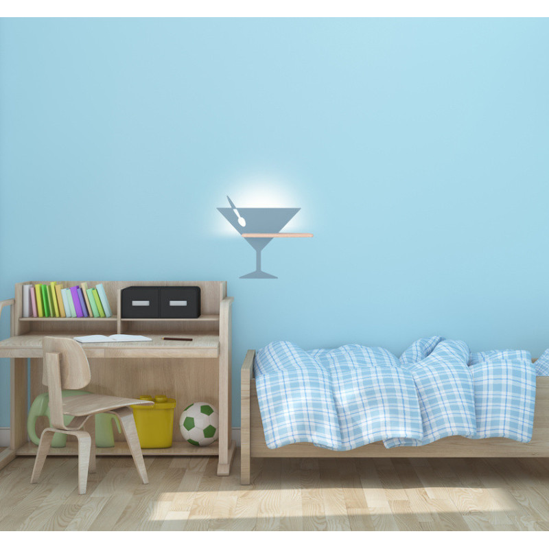 Applique murale avec étagère PICCOLO KIDS 5W 4000K - bleu / bois 