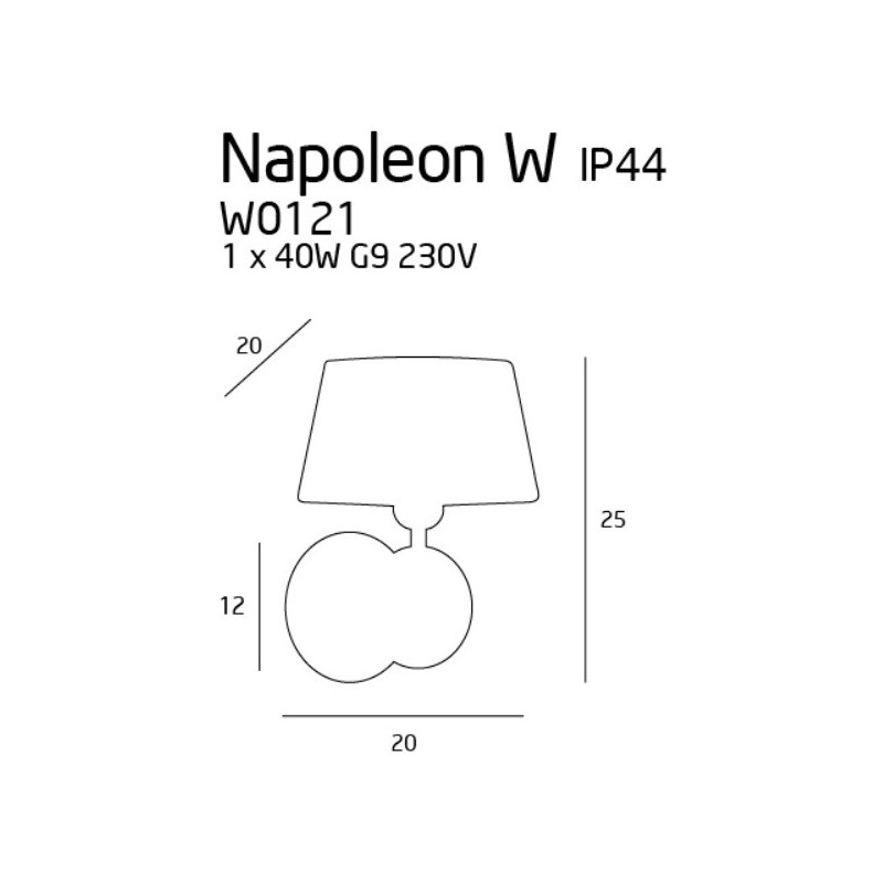 Applique NAPOLEON G9 IP44 - chrome / blanc 