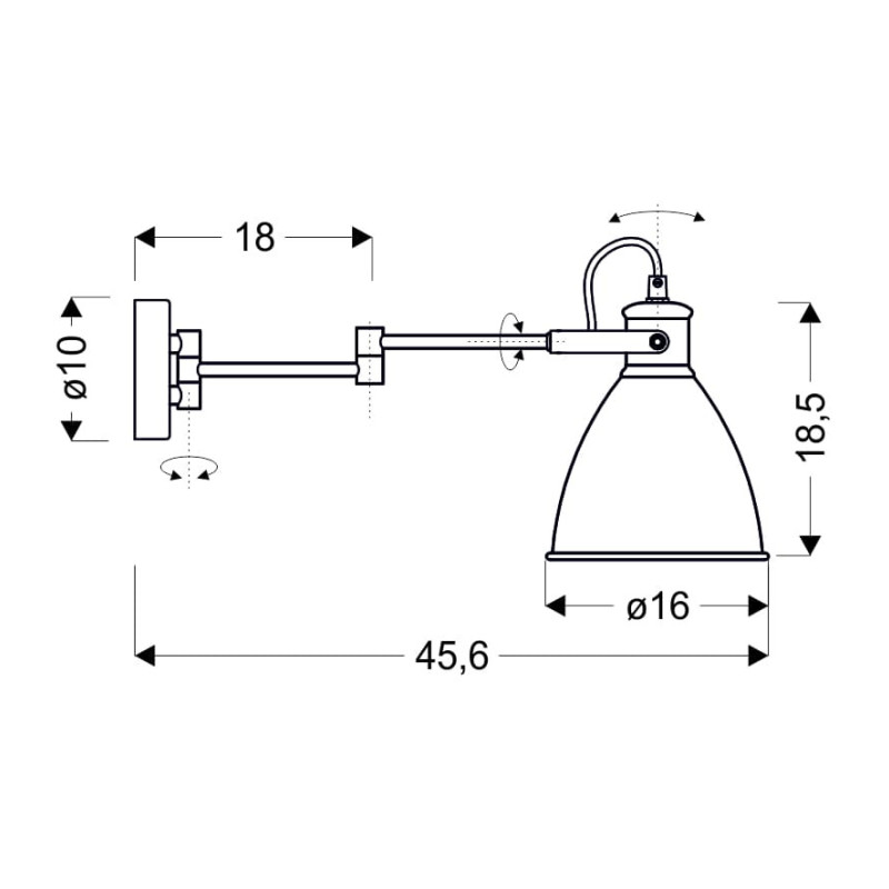 Applique orientable avec interrupteur ESPERA E27 - noir 