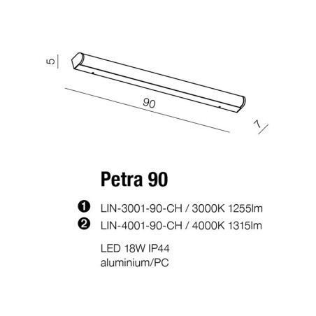 Applique PETRA 90 LED 18W 4000K IP44 chromé 