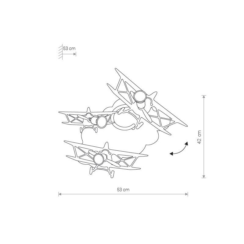 Applique PLANE III 3xGU10 - bleu / gris 