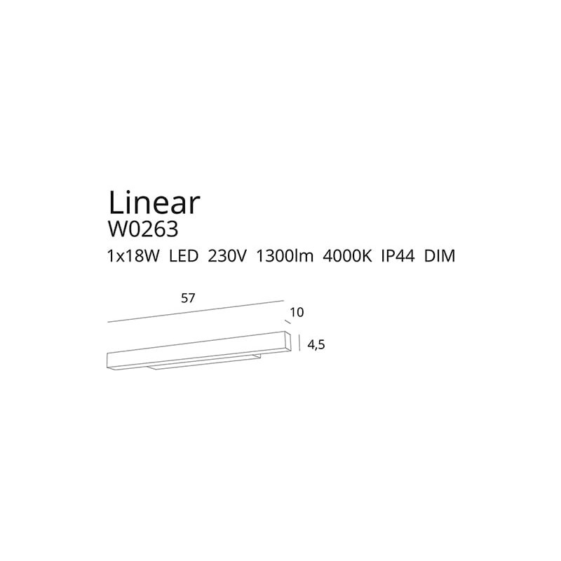 Applique salle de bain LINEAR LED 18W 4000K IP44 DIM - blanc 