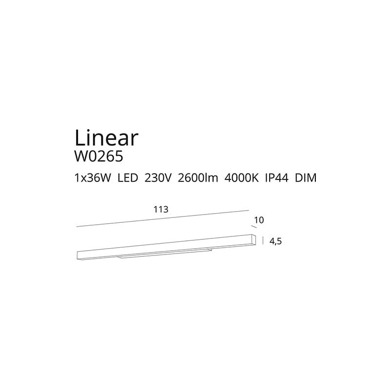 Applique salle de bain LINEAR LED 36W 4000K IP44 DIM - blanc 