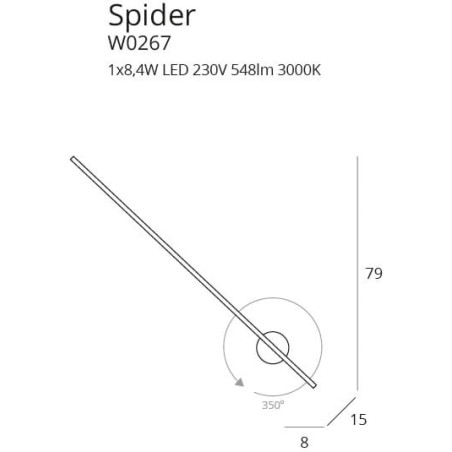 Applique SPIDER LED 8,4W 3000K IP44 - noir 