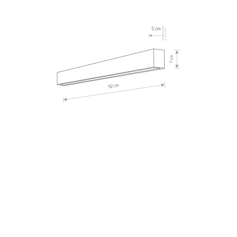 Applique STRAIGHT M 90 LED T8 16W 3000K - argent 