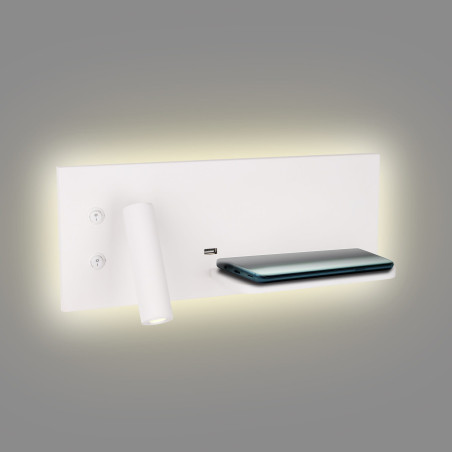 Applique SUPERIOR Droit LED 9W 3000W USB C + chargeur induction - blanc 