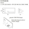Applique SUPERIOR Droit LED 9W 3000W USB C + chargeur induction - noir 