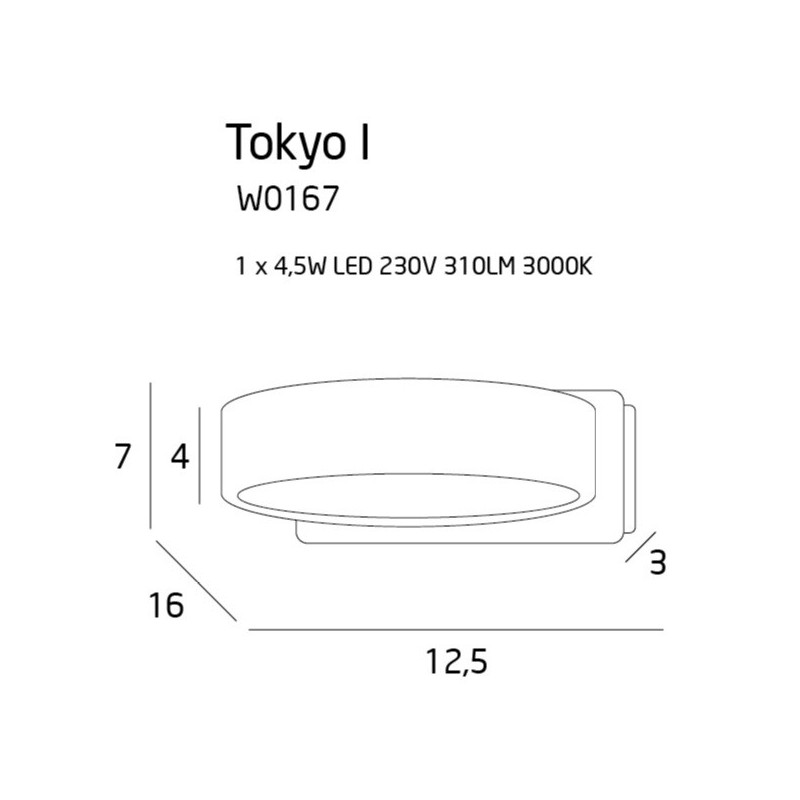 Applique TOKYO I LED 4.5W 3000K - noir 