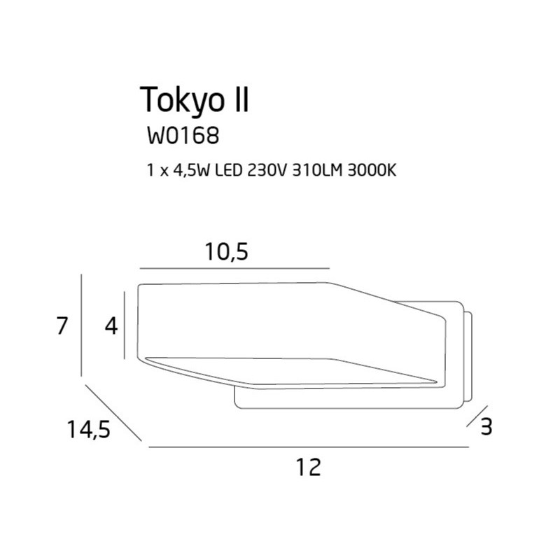 Applique TOKYO II LED 4.5W 3000K - blanc 