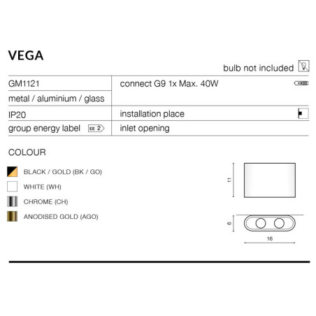 Applique VEGA G9 40W or 