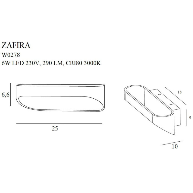 Applique ZAFIRA LED 6W 3000K - noir 