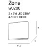 Applique ZONE I LED 2X3W 3000K IP44 - blanc 