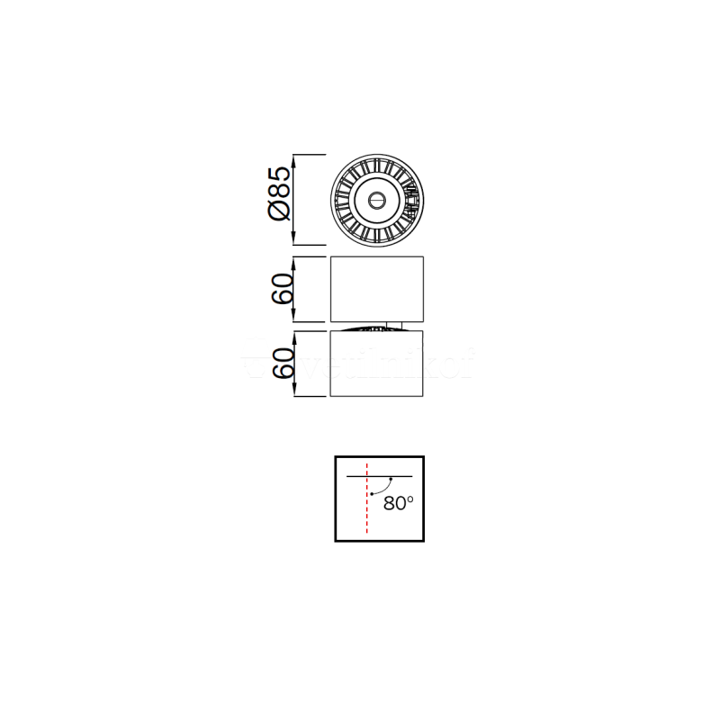 COLUMBRETES LED 12W 4000K downlight surface ronde - blanc 