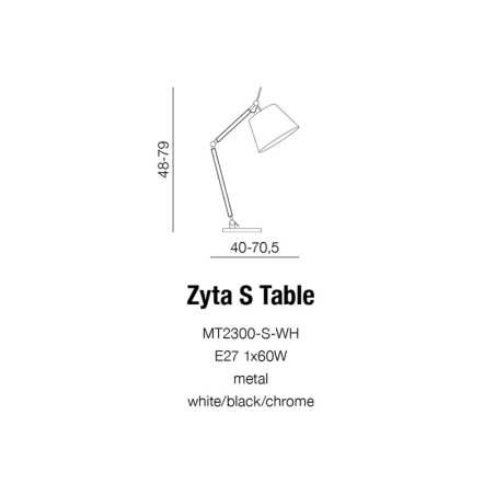Corps Lampe de table ZYTA S TABLE - noir / chrome 