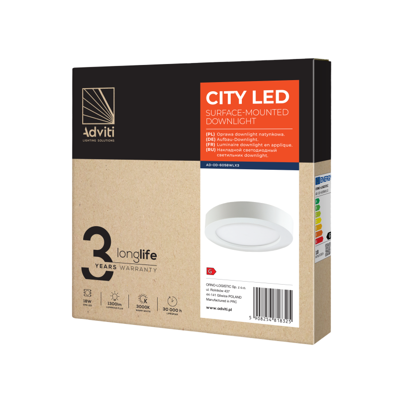 Downlight apparent CITY LED 18W 3000K - blanc 