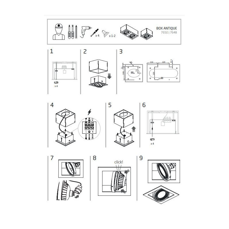 Downlight apparent orientable BOX 2xGU10 AR111 - marron / noir 