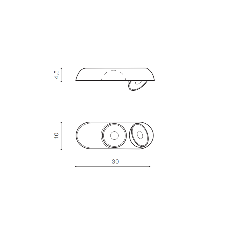 Downlight apparent TORONTO LED 2x10W 3000K - blanc 