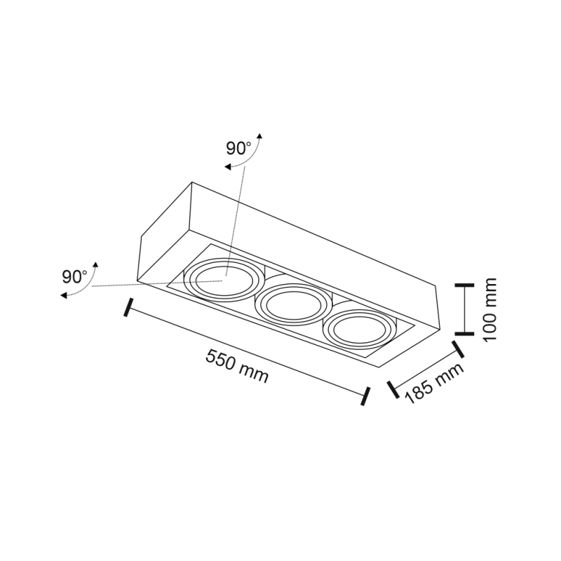 Downlight apparent UTO 3xGU10 ES111 - noir 