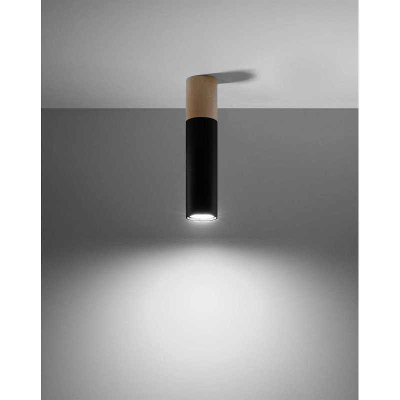 Downlight de surface PABLO GU10 - noir / bois 