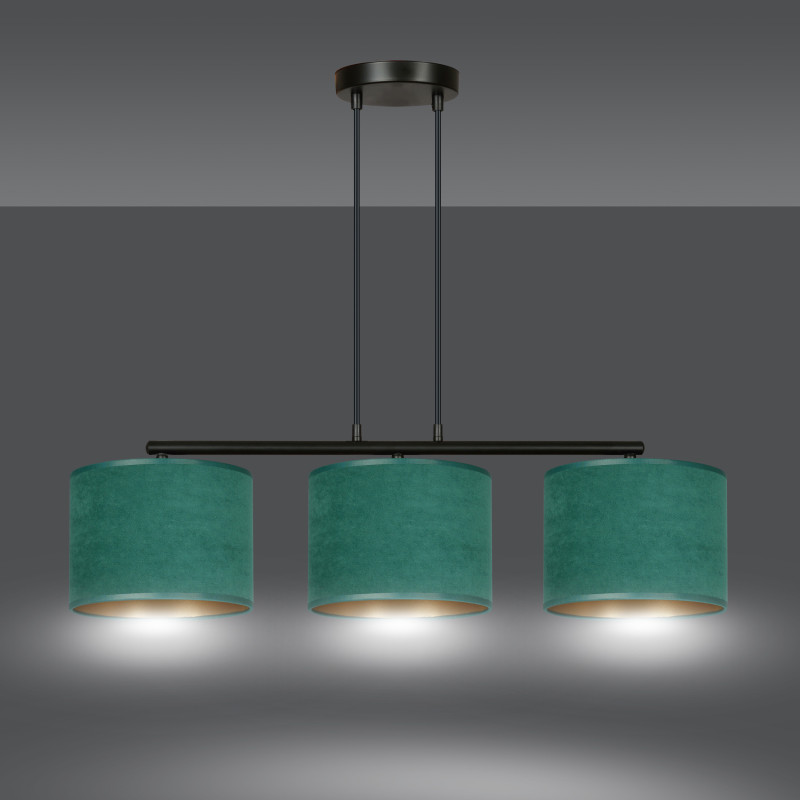 HILDE Suspension luminaire design 3xE27 - vert / or