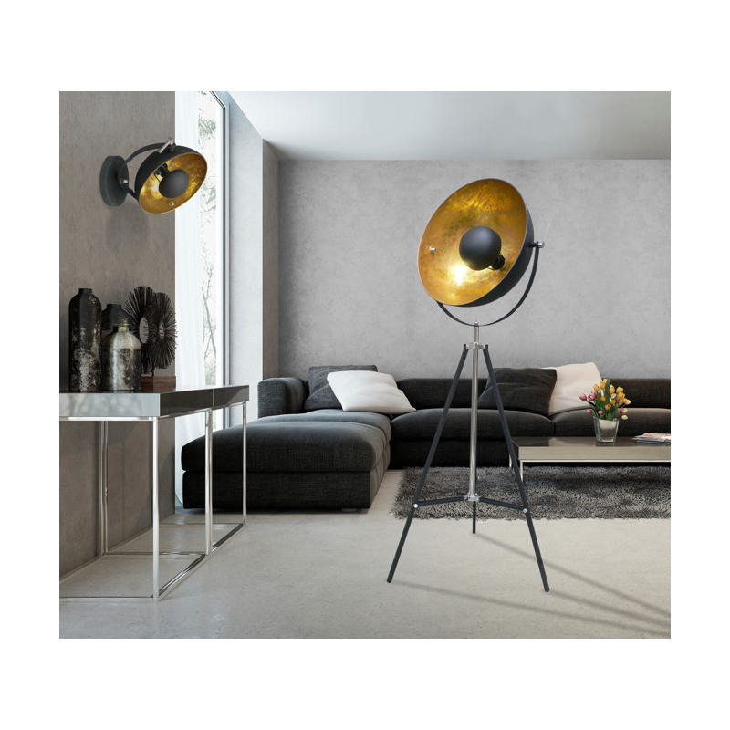 Lampadaire ANTENNE E27 - noir / or 