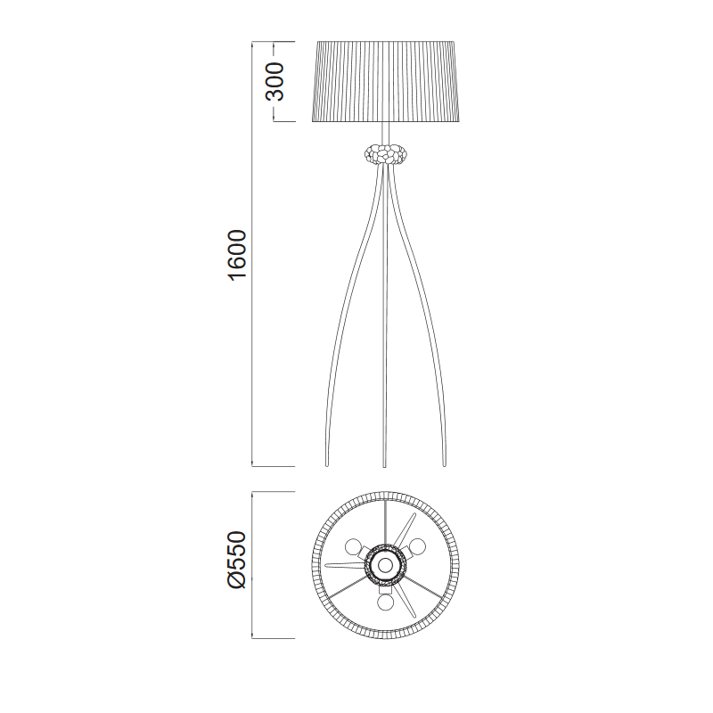 Lampadaire LOEWE 3xE27 - chrome / blanc 