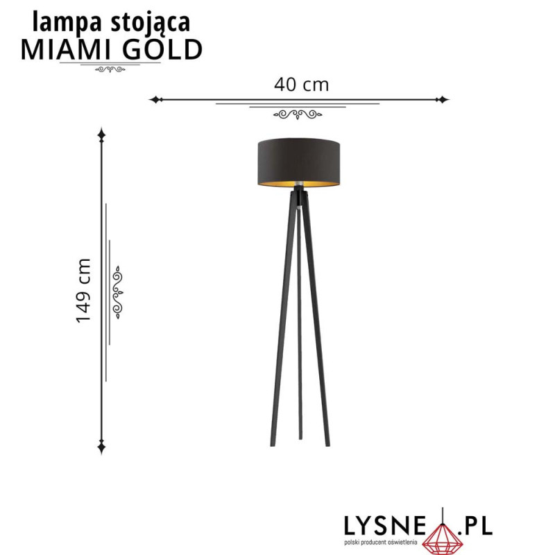 Lampadaire MIAMI GOLD E27 - noir / ébène 