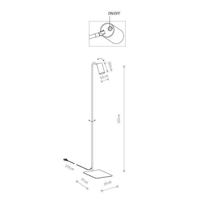 Lampadaire MONO GU10 - blanc / laiton 