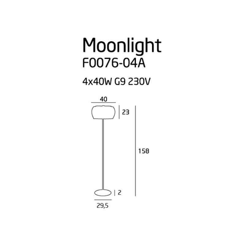 Lampadaire MOONLIGHT 4xG9 - chrome / fumé 