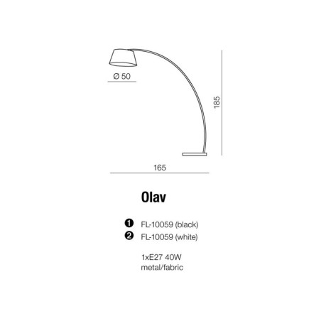 Lampadaire OLAV E27 40W blanc 